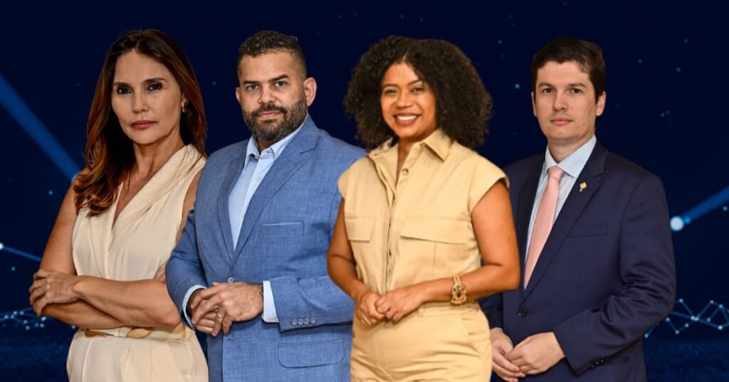 Equipe de jornalismo da Band Bahia durante a cobertura das eleições de 2026, com conteúdos transmitidos pela televisão e plataformas digitais.