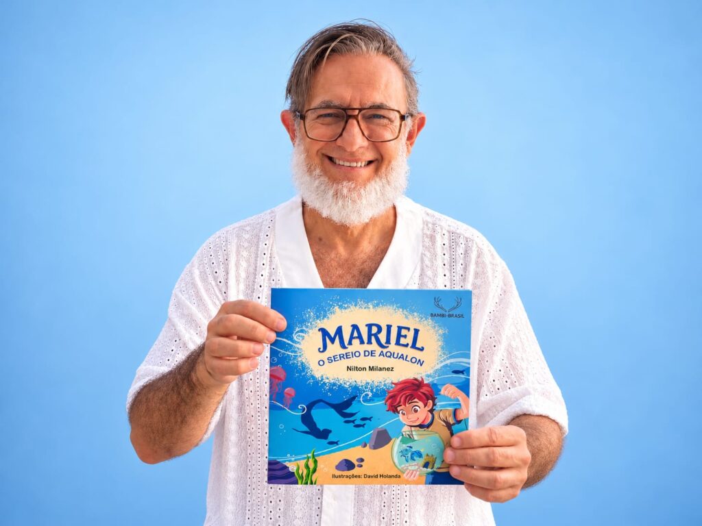 Lançamento do livro infantil Mariel, o sereio de Aqualon, de Nilton Milanez, no Museu de Arte da Bahia, com animação e performance artística.